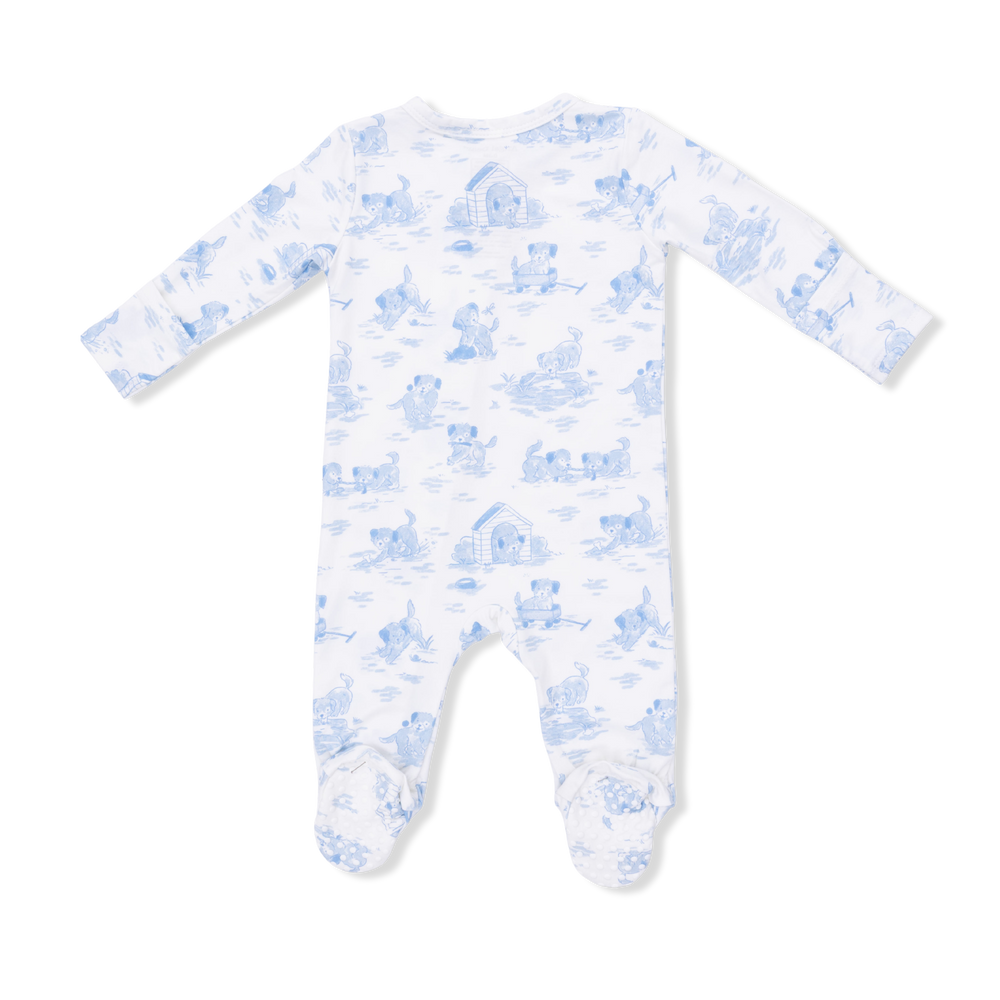 Puppy Toile Blue - 2 Way Zipper Footie by Angel Dear - alternate view