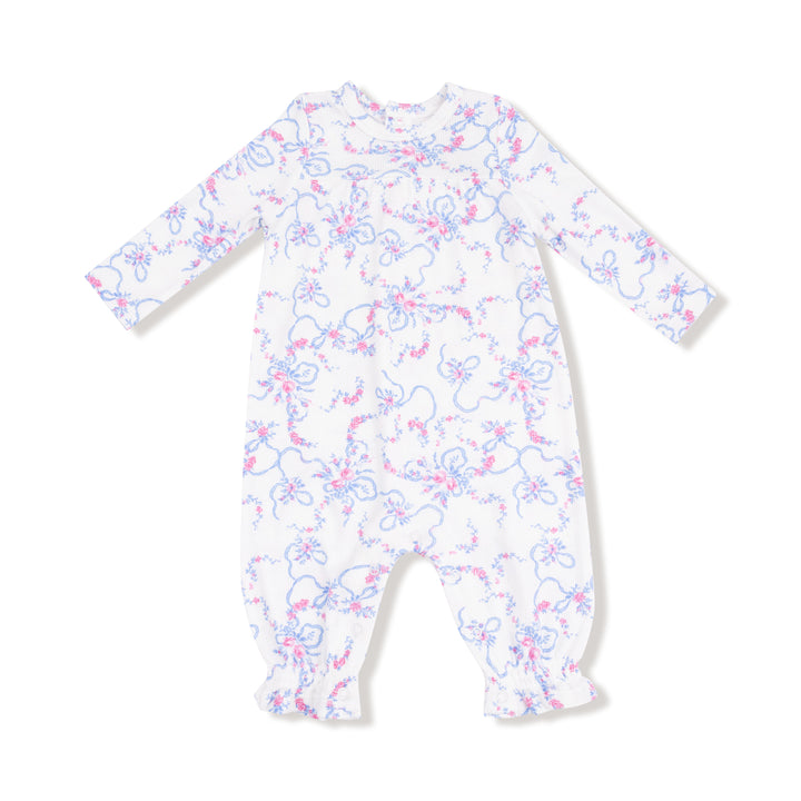 Ribbon Floral Fling Cuffed Sleeve Romper