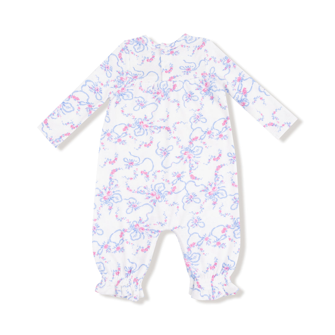 Ribbon Floral Fling Cuffed Sleeve Romper