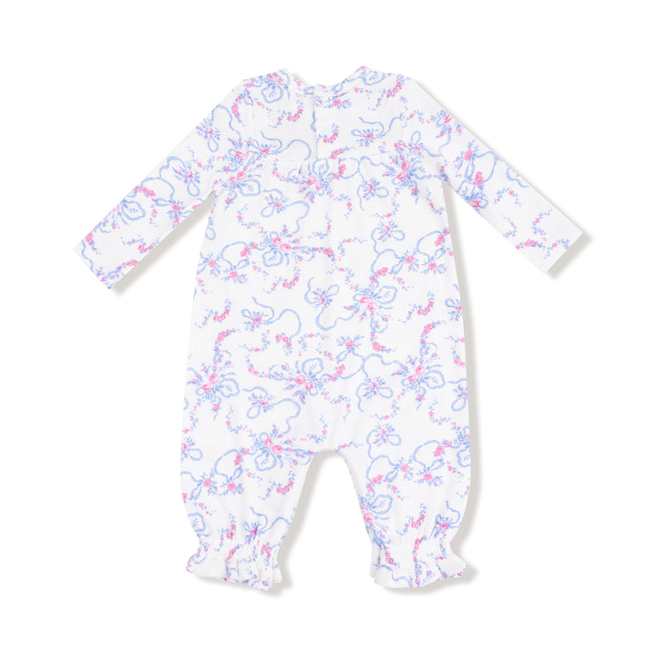 Ribbon Floral Fling Cuffed Sleeve Romper