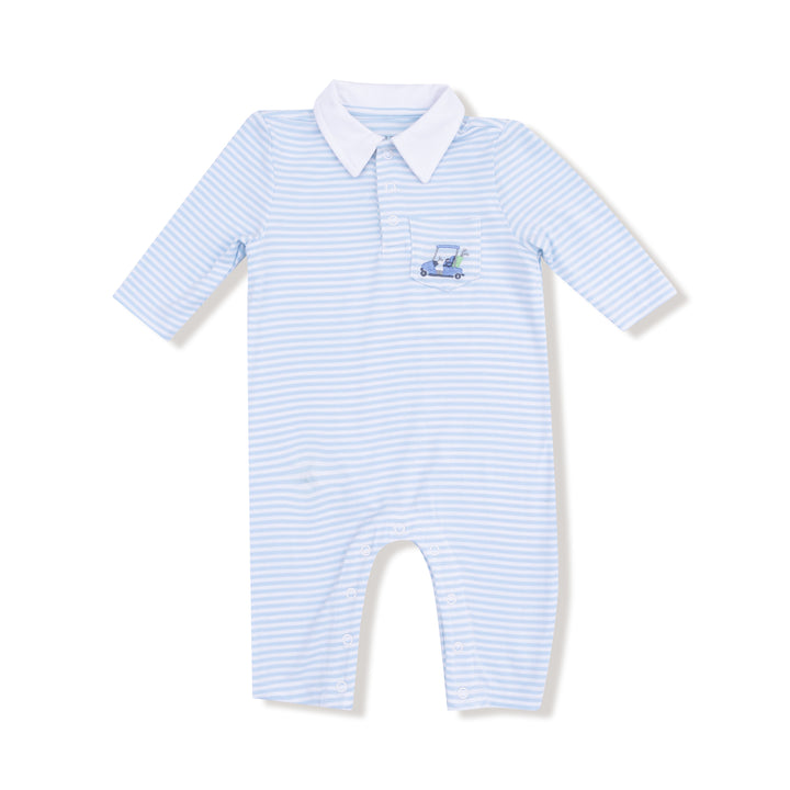 Baby Blue Golf Carts Polo Romper