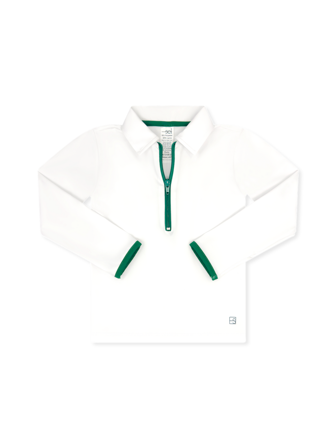 Henry Half Zip - Pure Coconut, Augusta Green by Set Athletics - kids outerwear