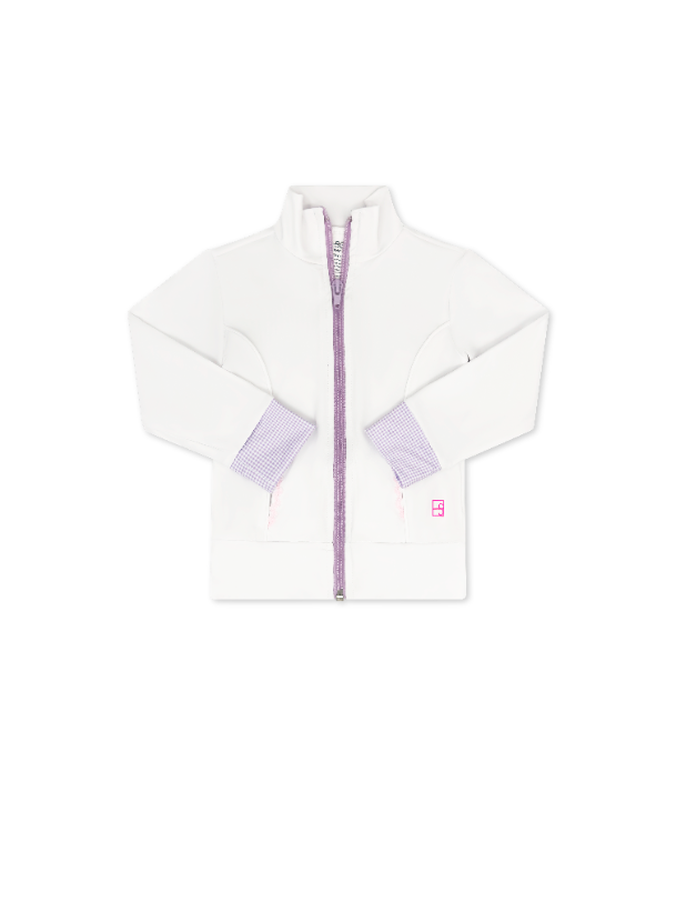 Juliet Jacket - Pure Coconut, Petal Purple Minigingham by Set Athletics - kids outerwear