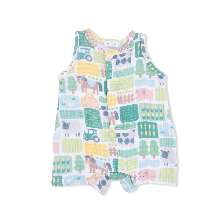 Patchwork Farm - Sleeveless Shortie Romper by Angel Dear - baby one-piece romper