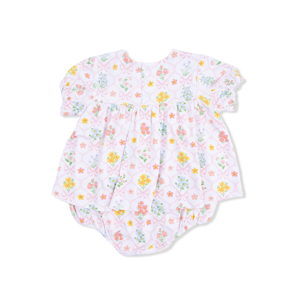 Spring Blooms Bow Trellis - Smocked Ruffle Bubble With Skirt by Angel Dear - alternate view