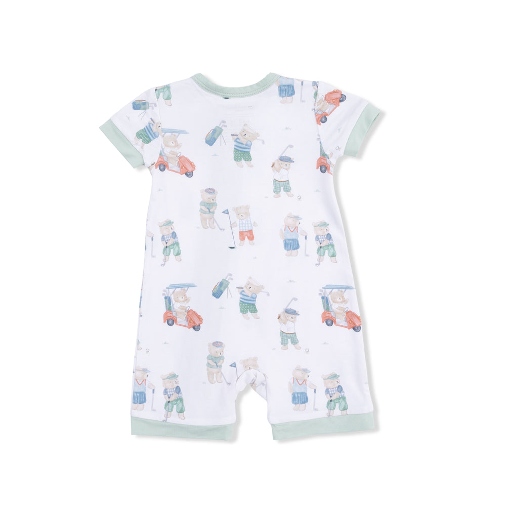 Golfing Teddy Bears - Shortie 2 Way Zipper Romper by Angel Dear - alternate view