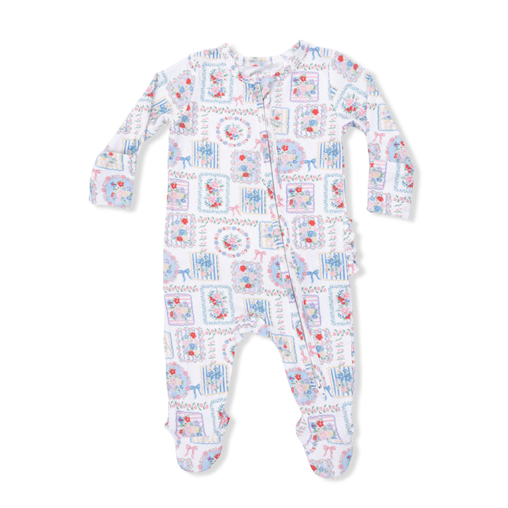 Julep's Floral Patchwork - 2 Way Ruffle Back Zipper Footie