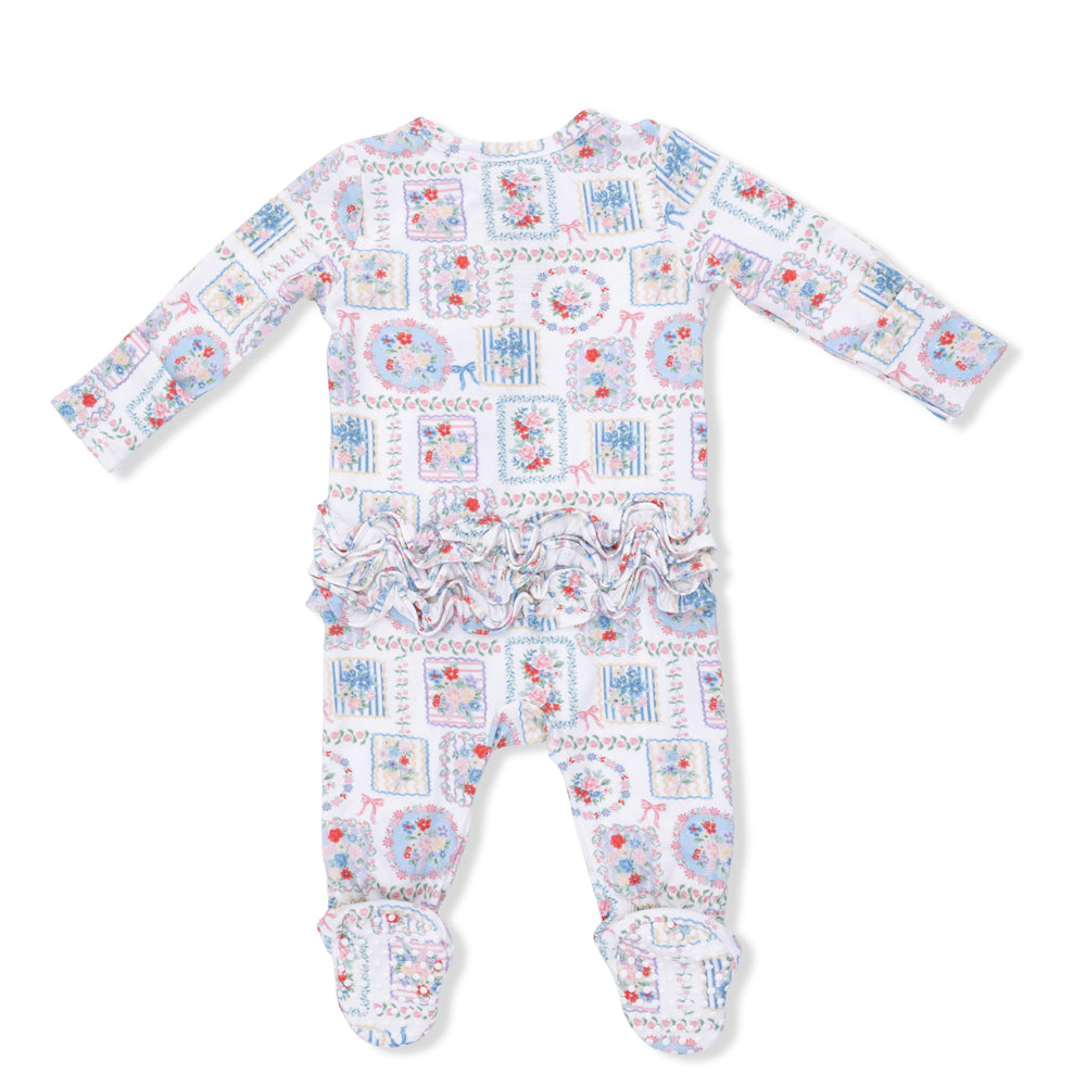 Julep's Floral Patchwork - 2 Way Ruffle Back Zipper Footie by Angel Dear - alternate view