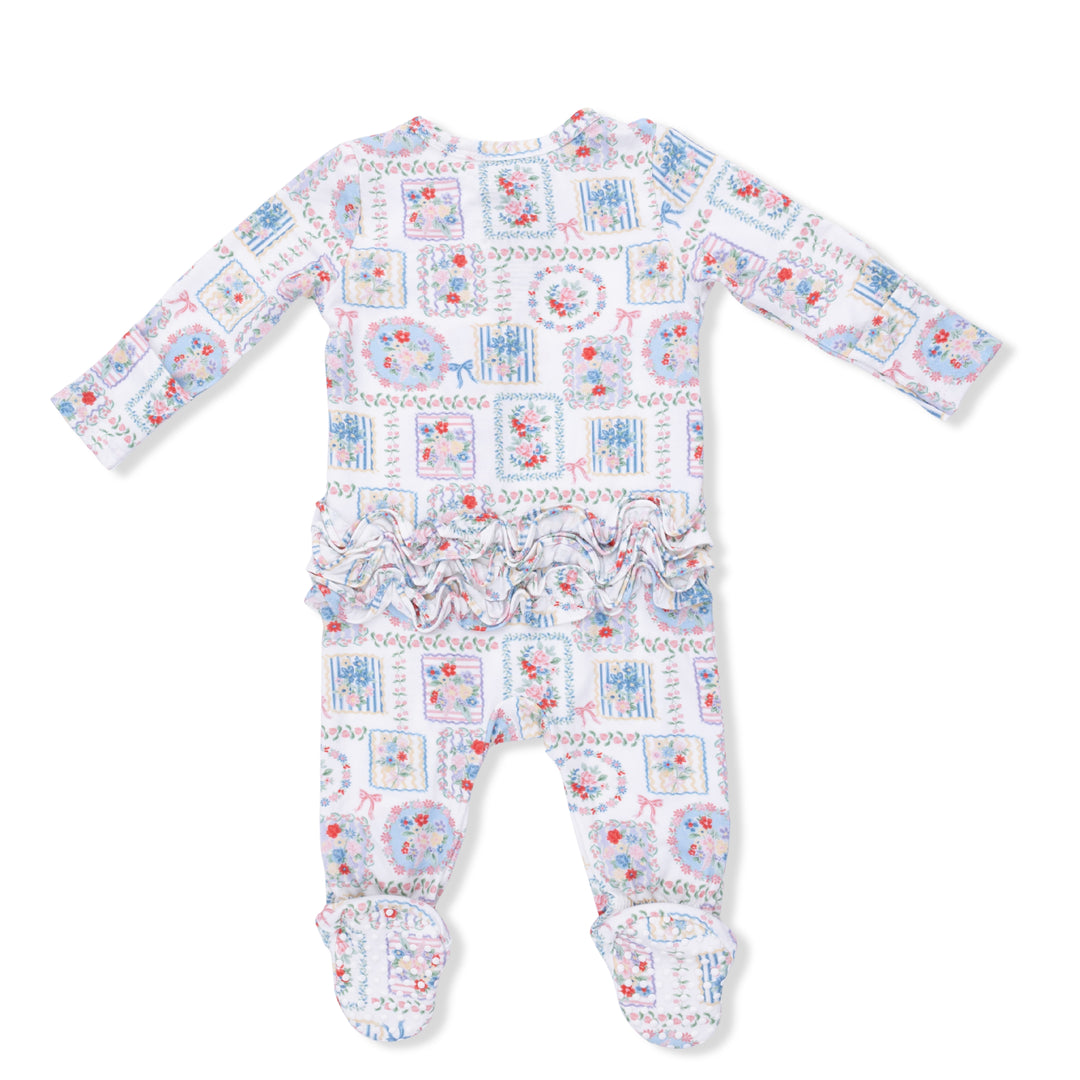 Julep's Floral Patchwork - 2 Way Ruffle Back Zipper Footie