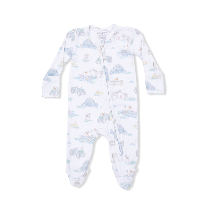 Farm Animal Party - 2 Way Zipper Footie by Angel Dear - baby one-piece romper