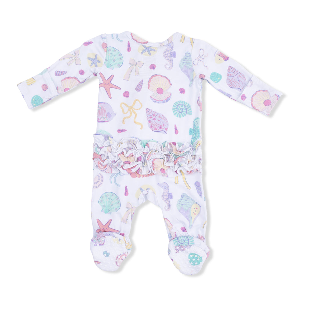 Beach Days - 2 Way Ruffle Back Zipper Footie