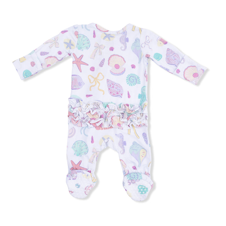 Beach Days - 2 Way Ruffle Back Zipper Footie