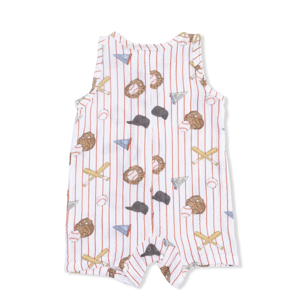 Vintage Baseball Stripe - Sleeveless Shortie Romper by Angel Dear - alternate view