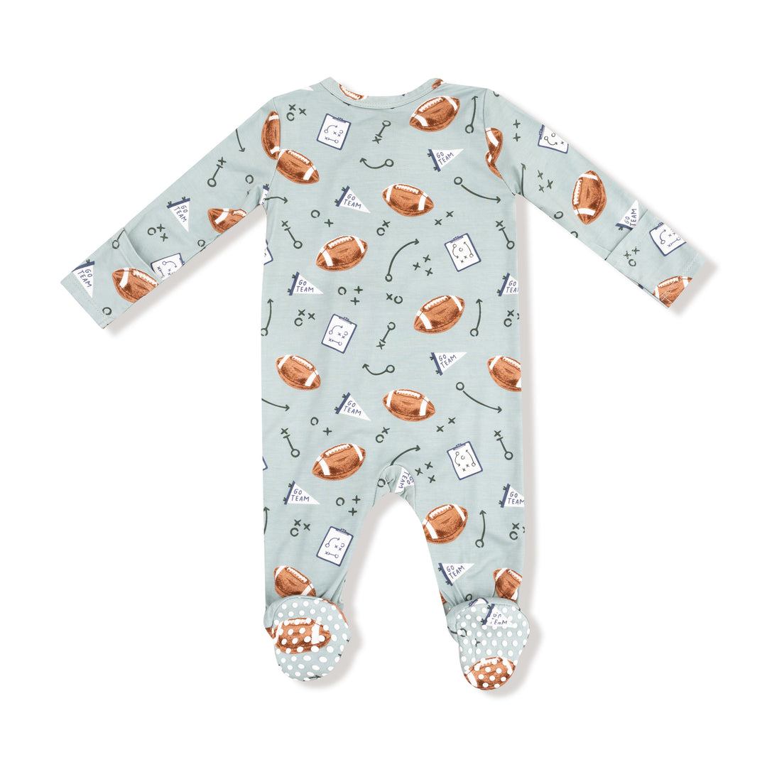 Grey Mist Touchdown Time 2 Way Zipper Footie
