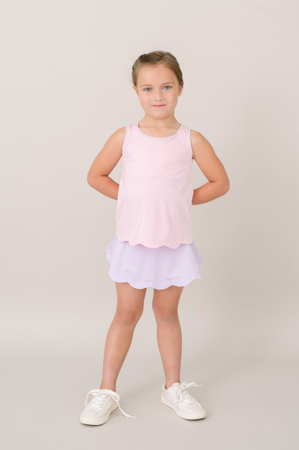 Anna Scallop Tank- Cotton Candy Pink, Petal Purple by Set Athletics - alternate view