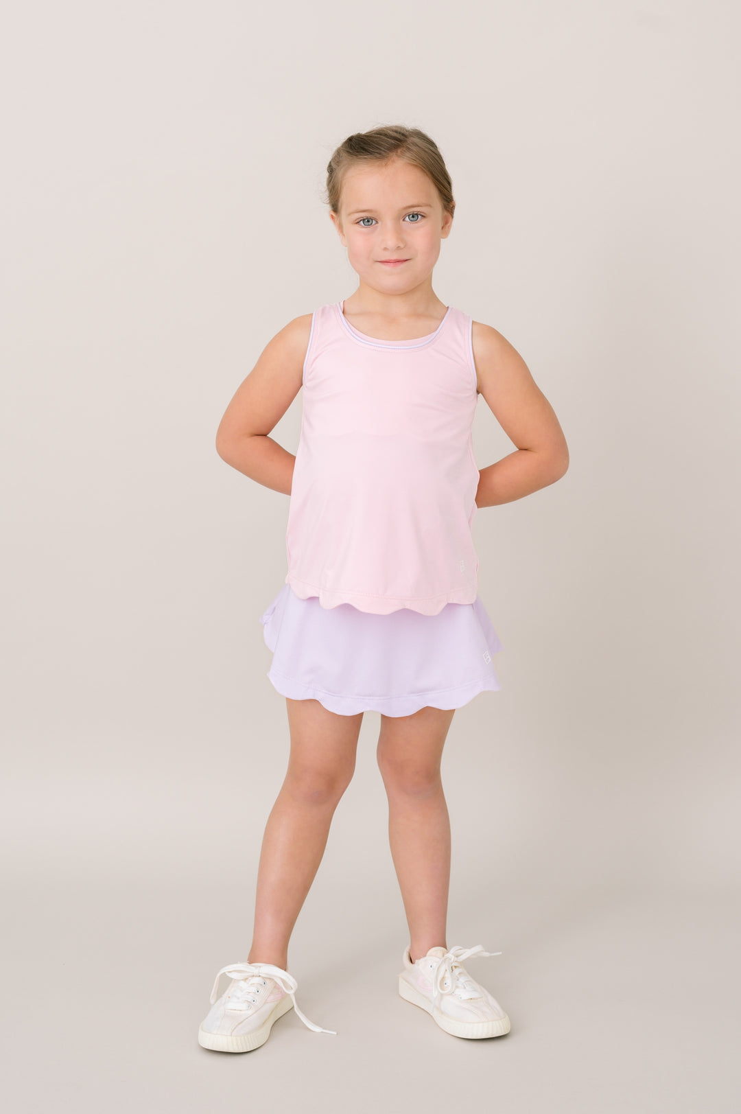 Anna Scallop Tank- Cotton Candy Pink, Petal Purple by Set Athletics - alternate view