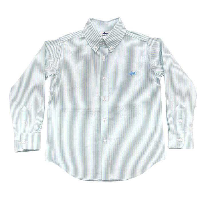 Coastal Stripe Seersucker Carter Oxford Shirt by Saltwater Boys - baby top