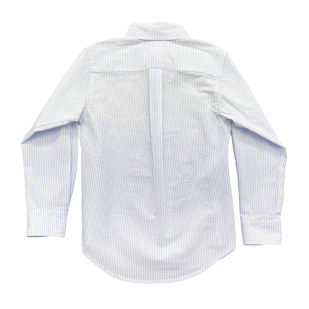 Light Blue Stripe Seersucker Carter Oxford Shirt by Saltwater Boys - alternate view