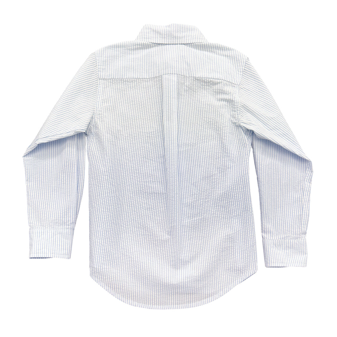 Light Blue Stripe Seersucker Carter Oxford Shirt by Saltwater Boys - alternate view