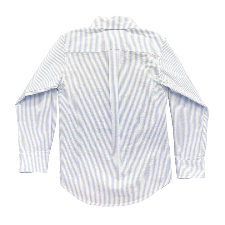 Light Blue Stripe Seersucker Carter Oxford Shirt by Saltwater Boys - alternate view