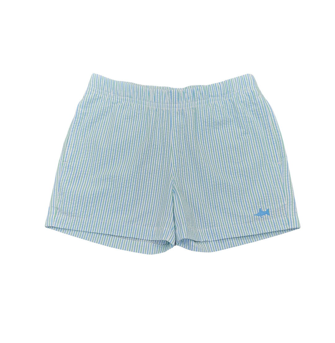 Coastal Seersucker Naples Shorts by Saltwater Boys - baby bottoms