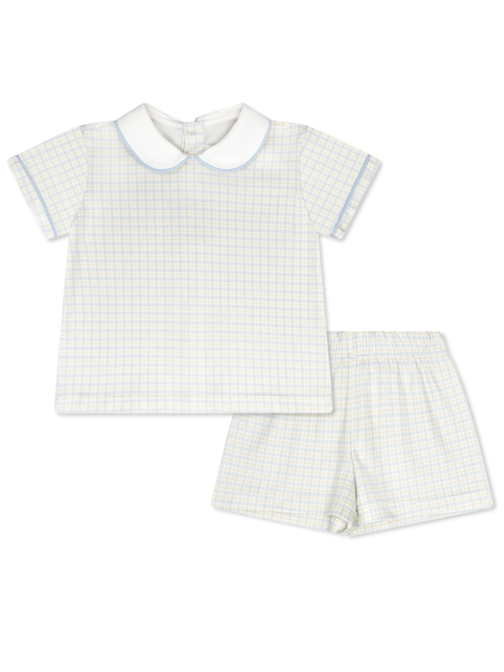 Sibley Short Set - Cornflower Check by Lullaby Set - back view