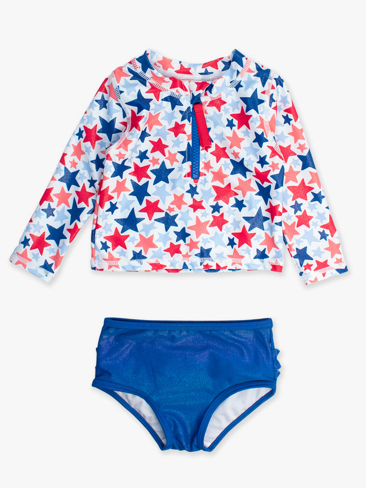Shimmer Star Spangled Long Sleeve 2 Piece Rash Guard