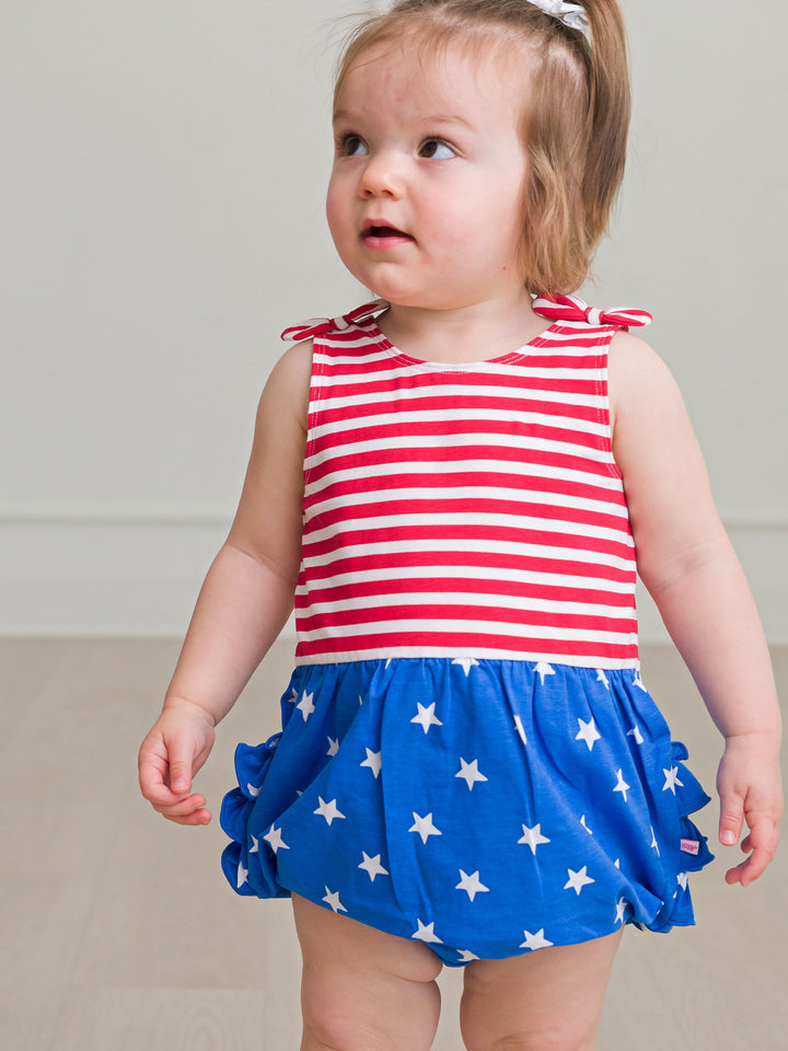 Knit Tie Shoulder Bubble Romper