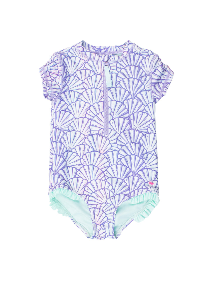 Girl Short Sleeve Rash Guard One Piece