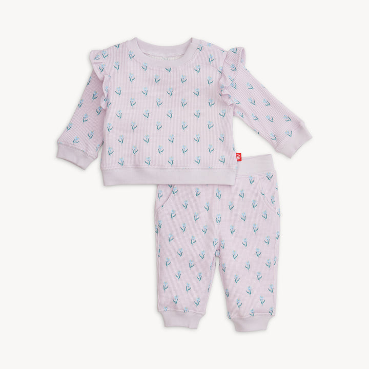 Lavendar Floral Waffle Set