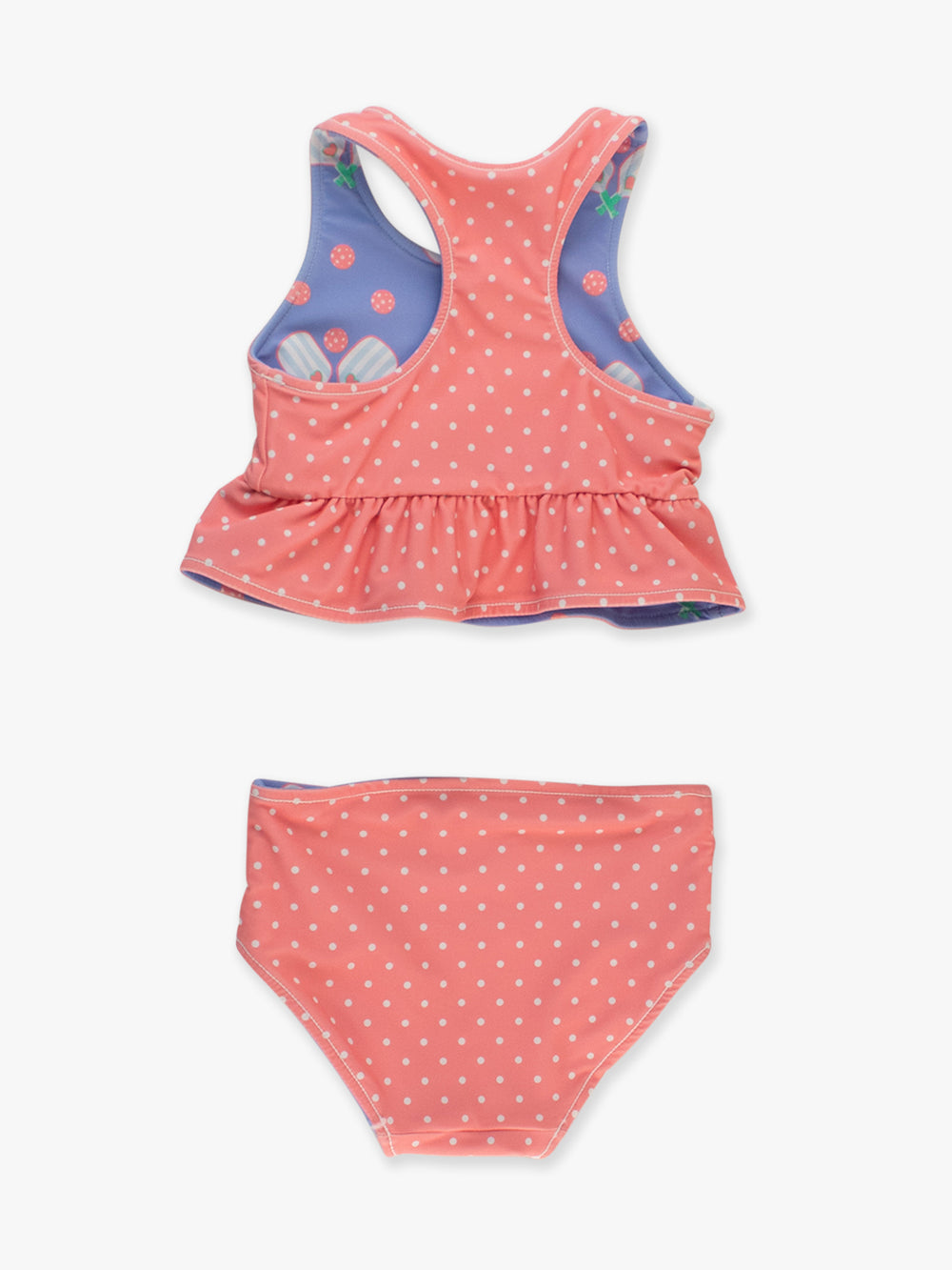 Pickleball Reversible Peplum Tankini 2-piece Swimsuit by Ruffle Butts - back view