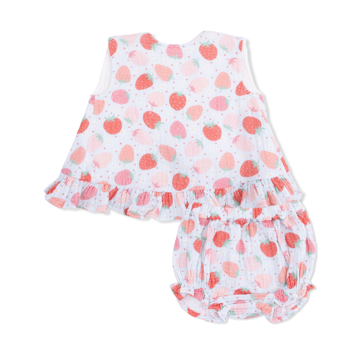 Strawberry Bliss - Ruffle Back Top & Bloomer by Angel Dear - baby outfit set