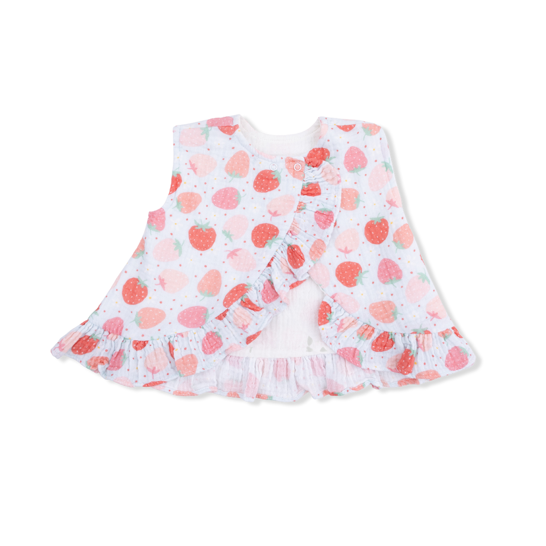 Strawberry Bliss - Ruffle Back Top & Bloomer by Angel Dear - detail view
