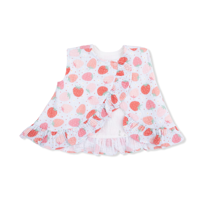 Strawberry Bliss - Ruffle Back Top & Bloomer by Angel Dear - detail view