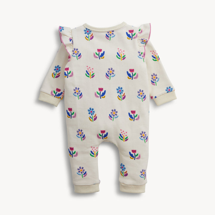 Floral Ivory French Terry Baby Romper