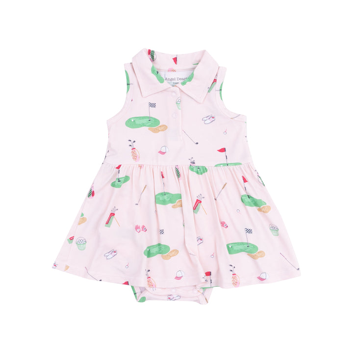 Golf Things Pink Polo Collar Bodysuit Dress