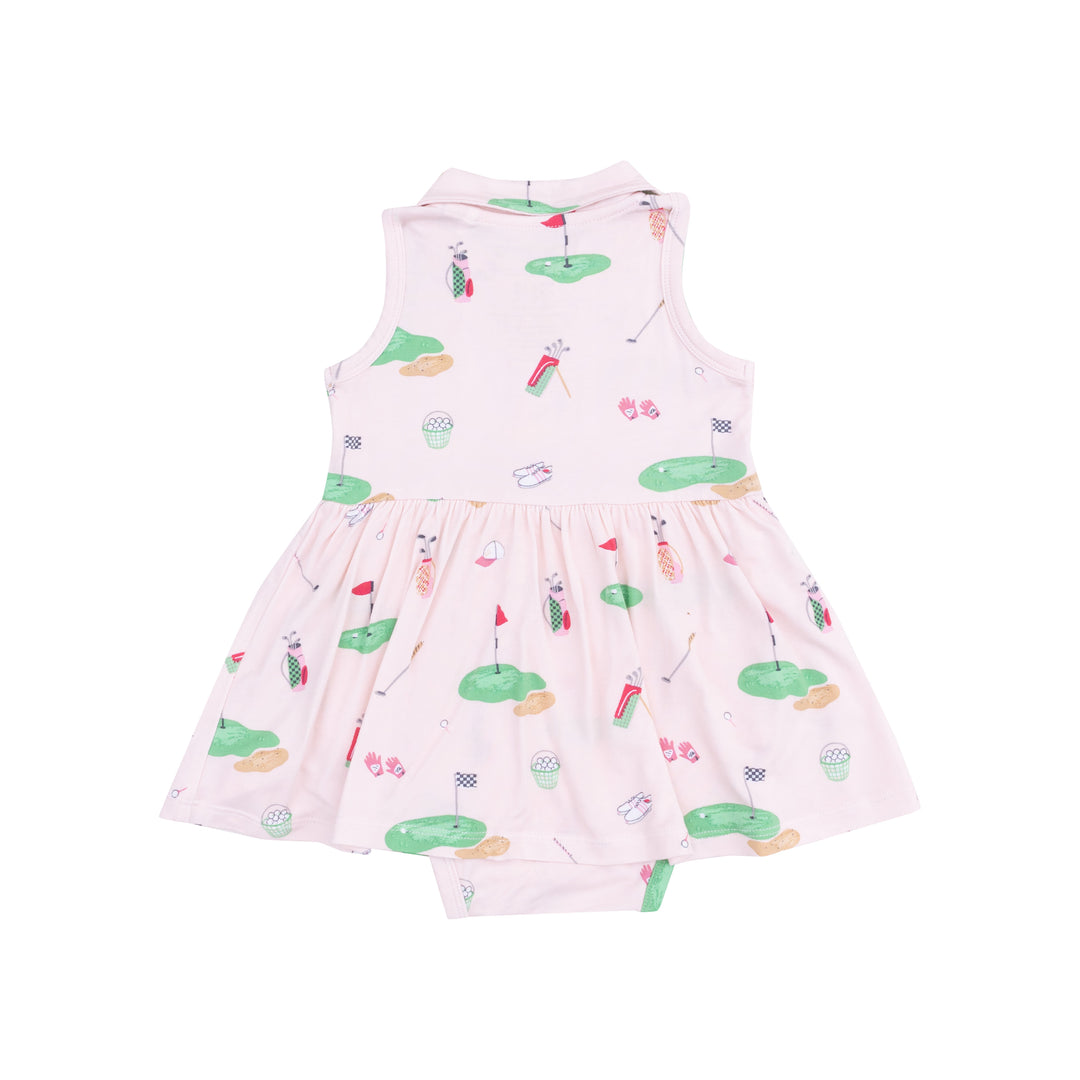 Golf Things Pink Polo Collar Bodysuit Dress