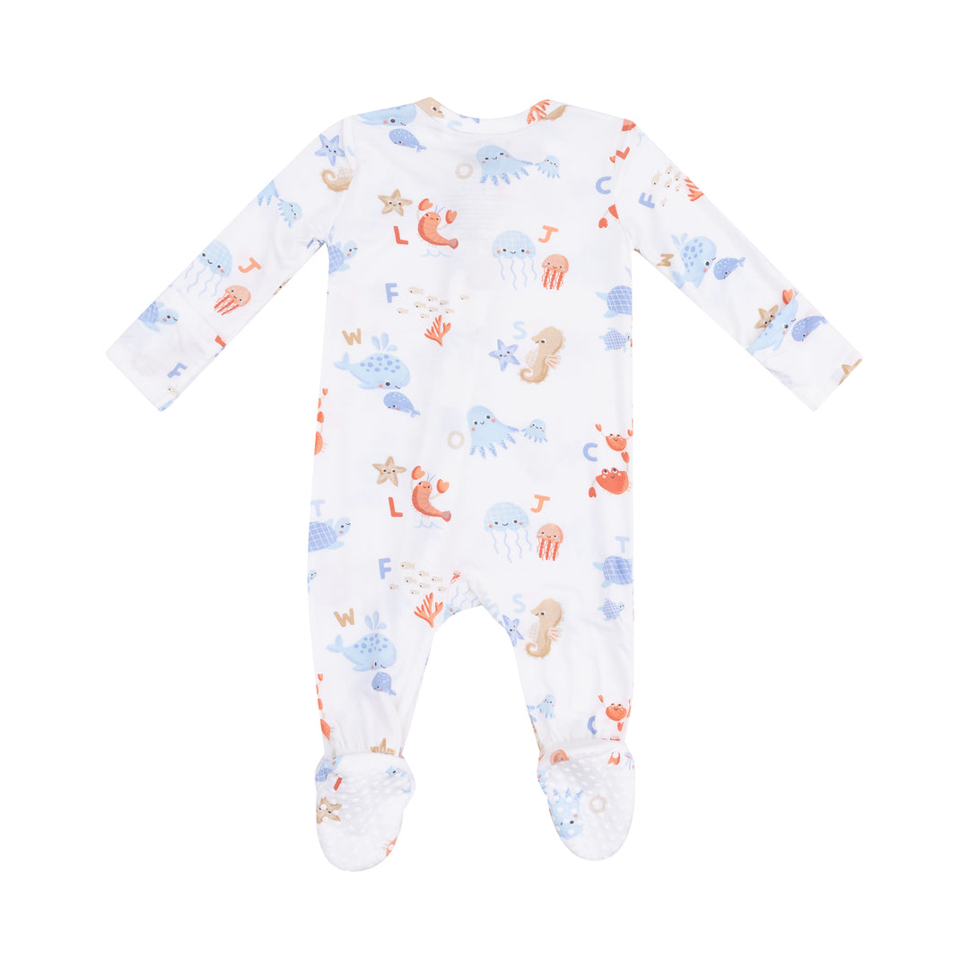 Coastal Abcs 2 Way Zipper Footie