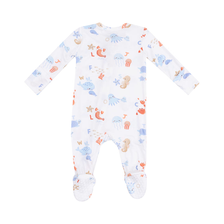 Coastal Abcs 2 Way Zipper Footie