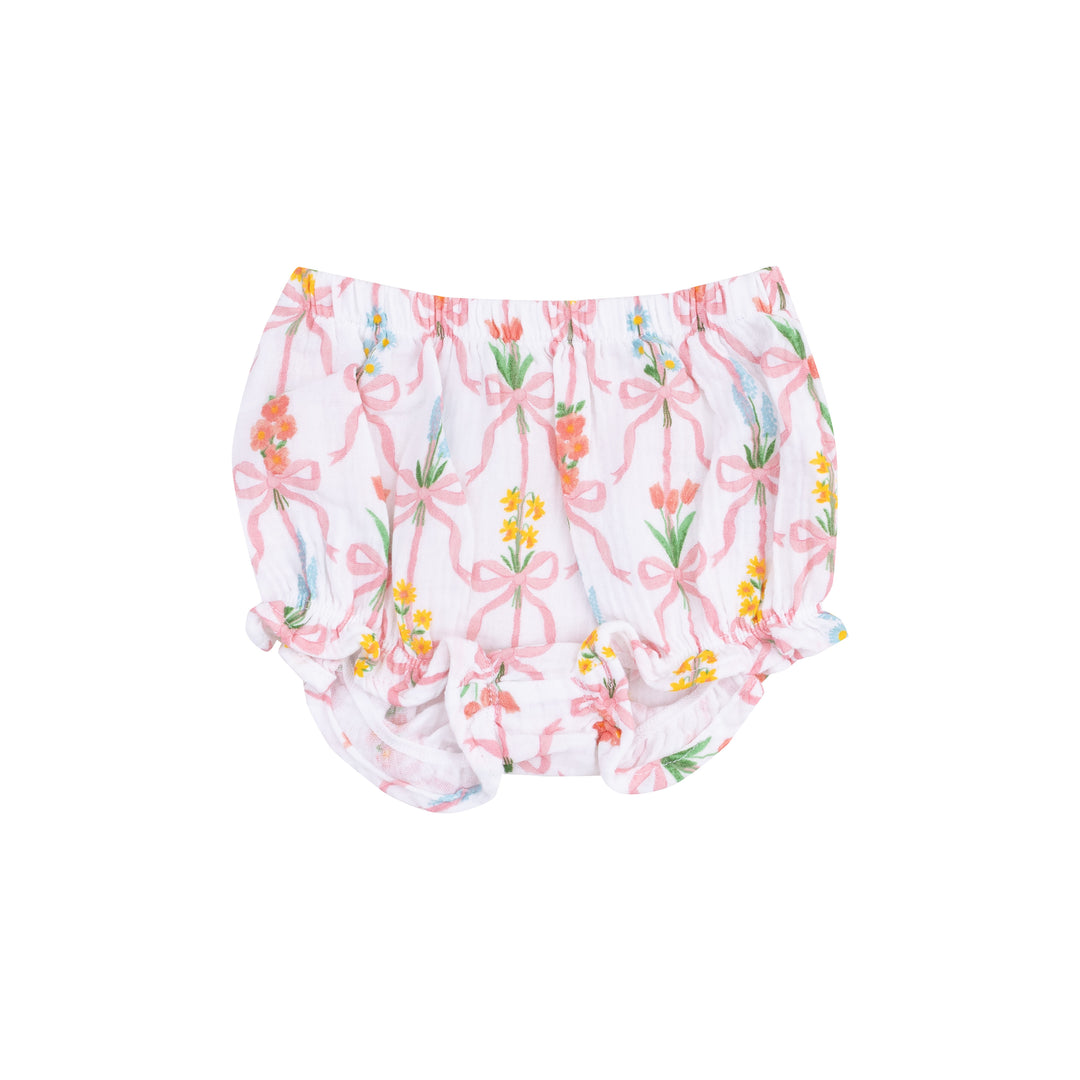 Ribbon Bouquets Scallop Open Back Top W/ Bloomer