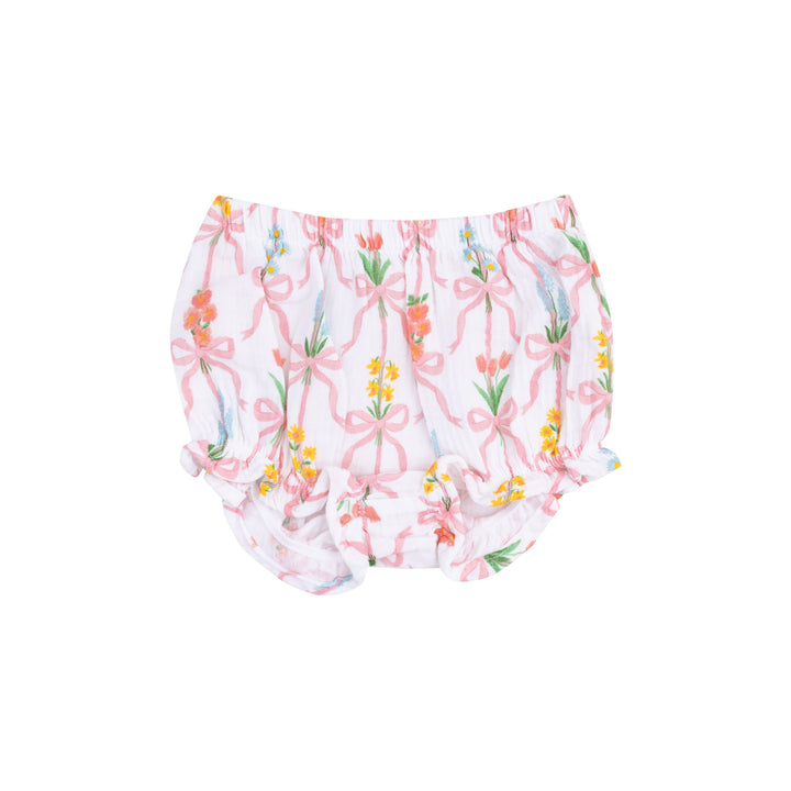Ribbon Bouquets Scallop Open Back Top W/ Bloomer