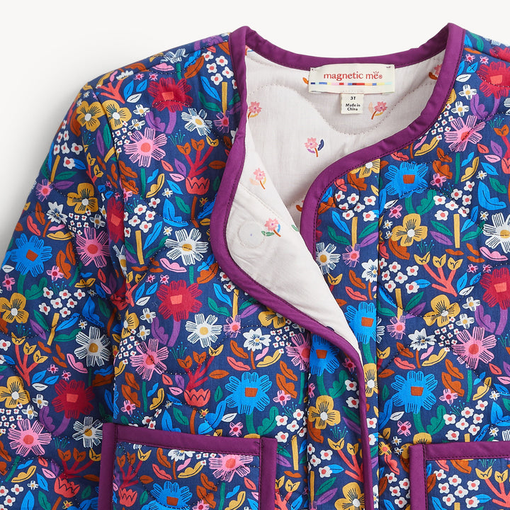 Floral Quilted Rvrsble Girls Jacket